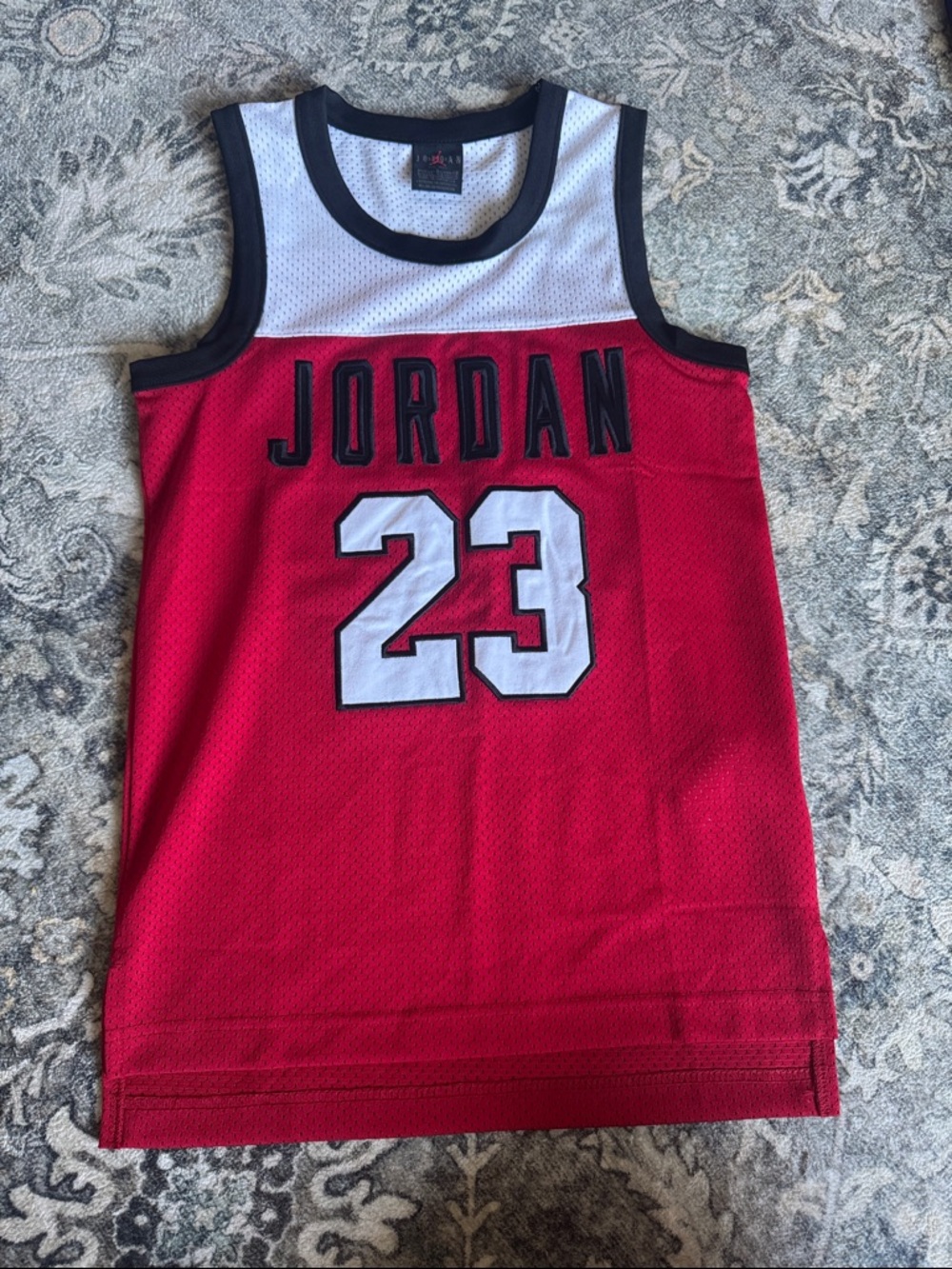 Jordan Red and White Basketball Jersey Tank